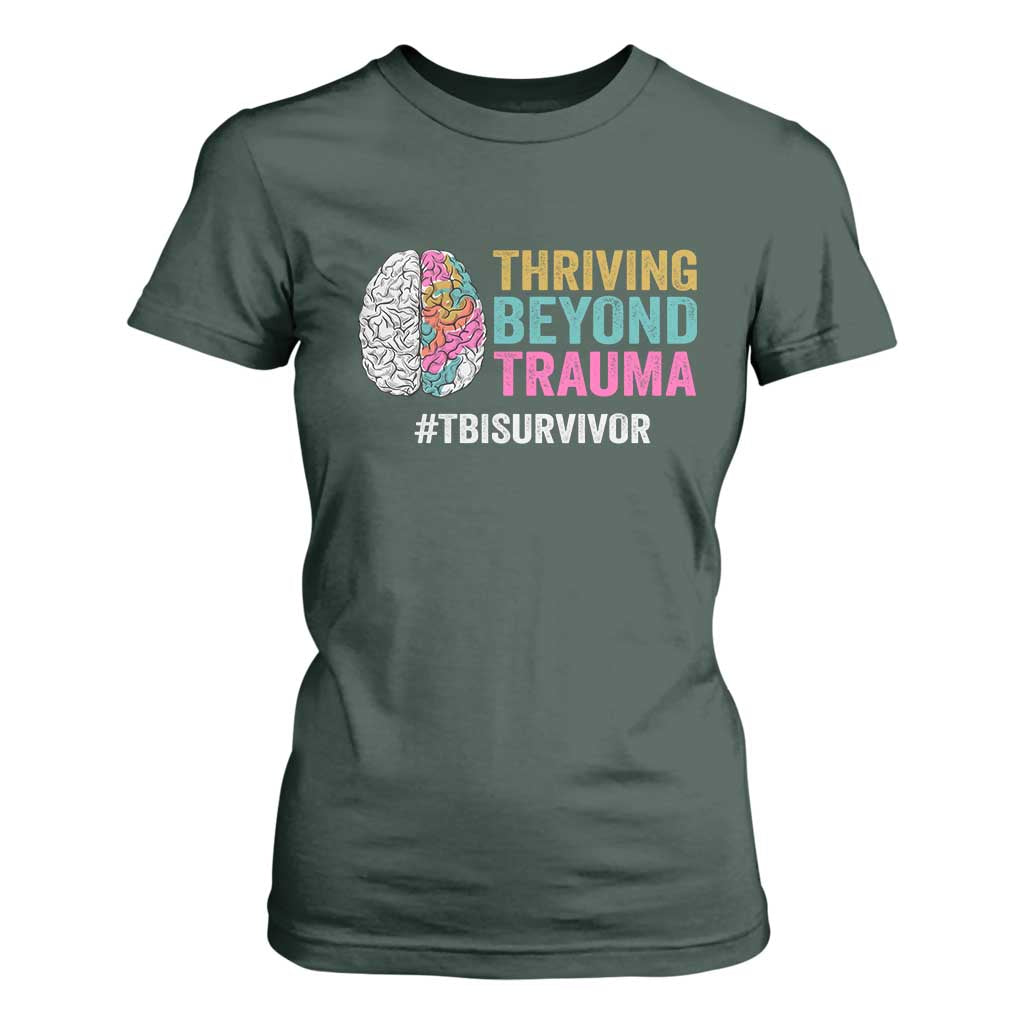 Traumatic Brain Injury Support T Shirt For Women Thriving Beyond Trauma TBI Survivor