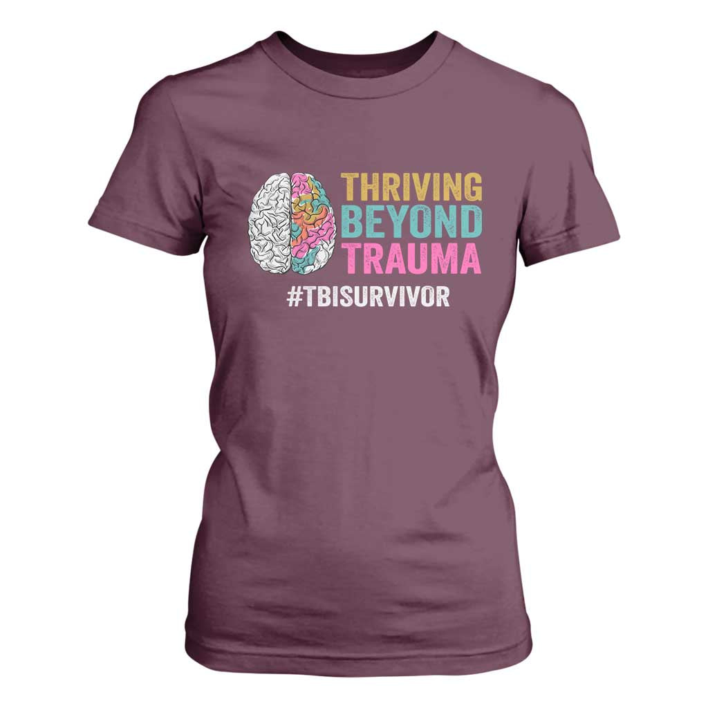 Traumatic Brain Injury Support T Shirt For Women Thriving Beyond Trauma TBI Survivor