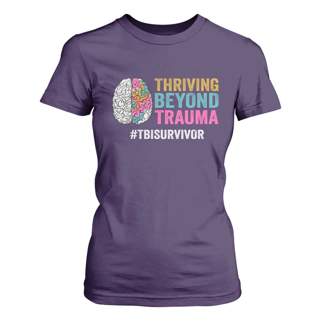 Traumatic Brain Injury Support T Shirt For Women Thriving Beyond Trauma TBI Survivor