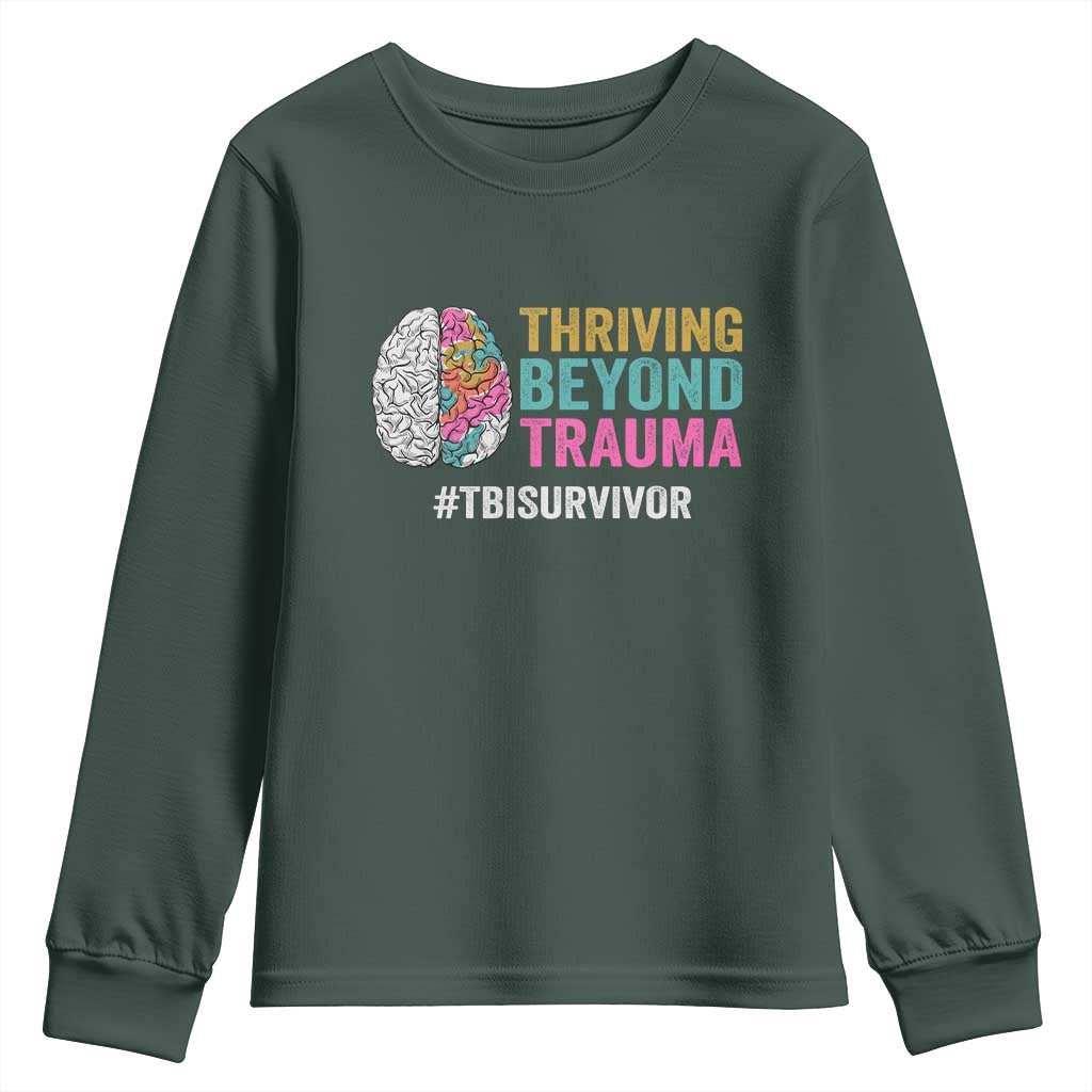 Traumatic Brain Injury Support Youth Sweatshirt Thriving Beyond Trauma TBI Survivor