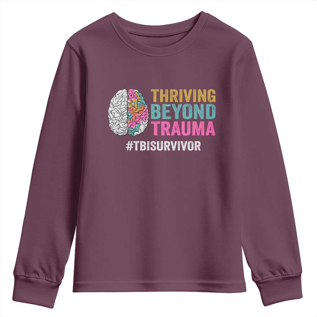 Traumatic Brain Injury Support Youth Sweatshirt Thriving Beyond Trauma TBI Survivor
