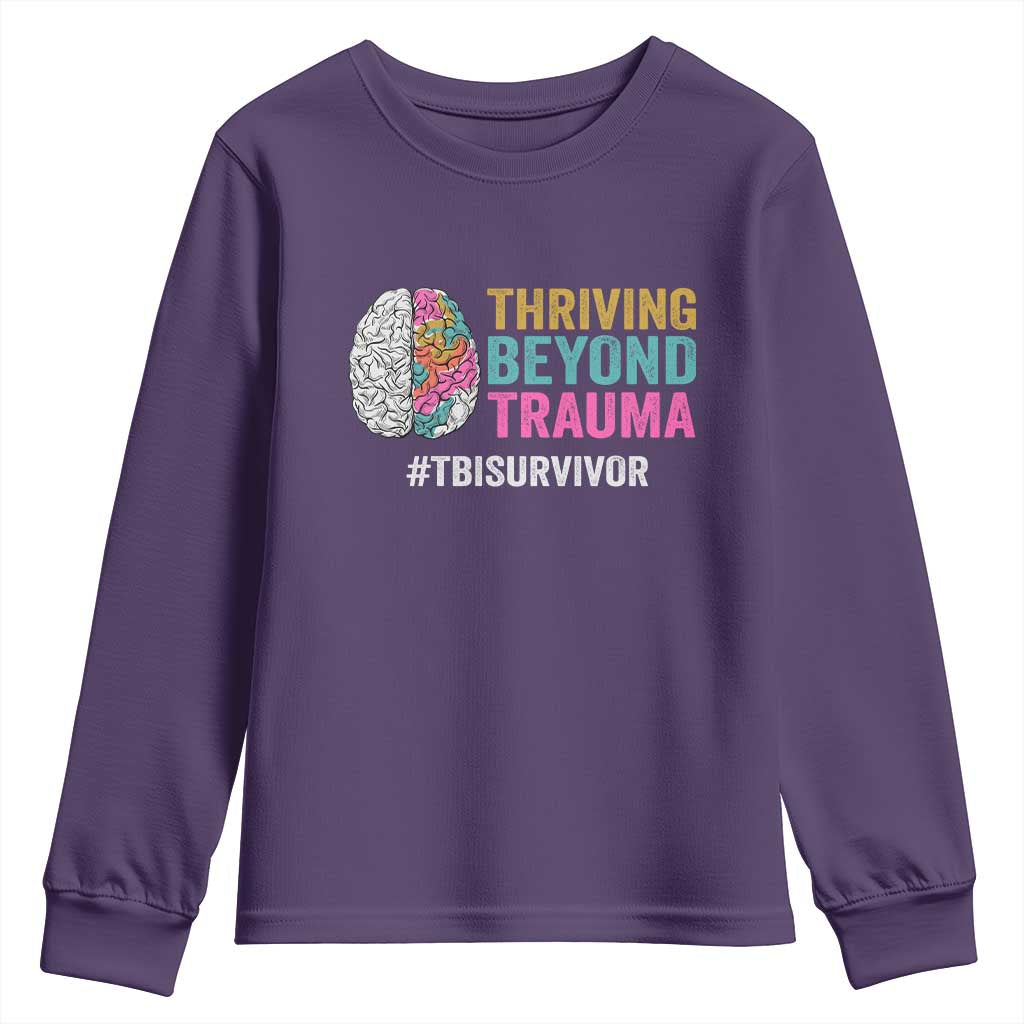 Traumatic Brain Injury Support Youth Sweatshirt Thriving Beyond Trauma TBI Survivor