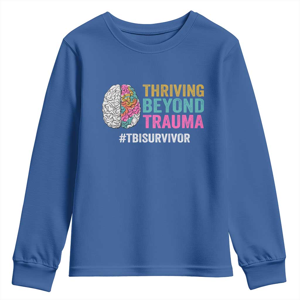 Traumatic Brain Injury Support Youth Sweatshirt Thriving Beyond Trauma TBI Survivor
