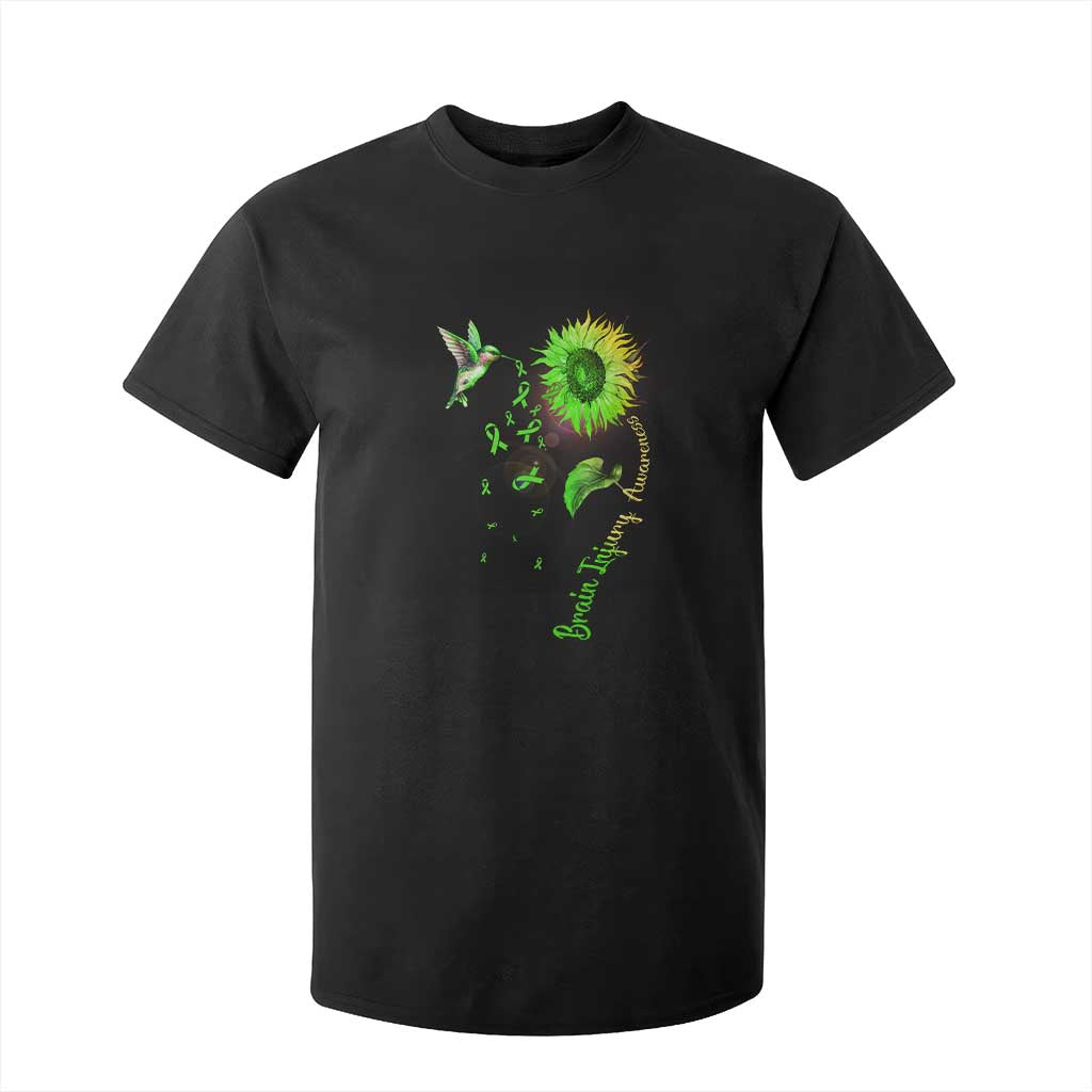 Traumatic Brain Injury Support T Shirt For Kid Sunflower Hummingbird