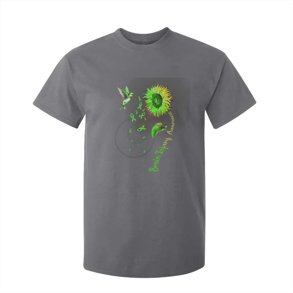 Traumatic Brain Injury Support T Shirt For Kid Sunflower Hummingbird