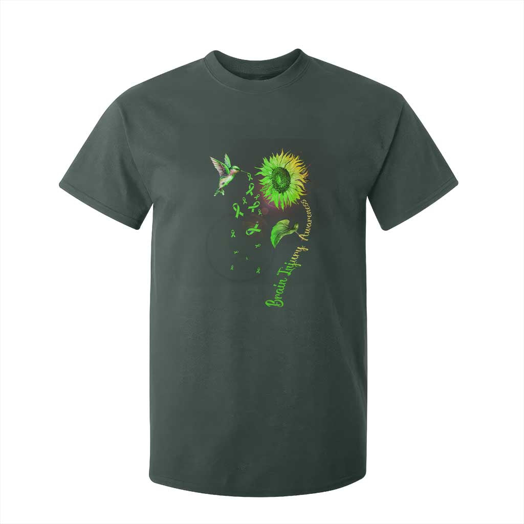Traumatic Brain Injury Support T Shirt For Kid Sunflower Hummingbird