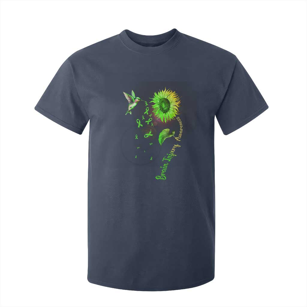 Traumatic Brain Injury Support T Shirt For Kid Sunflower Hummingbird
