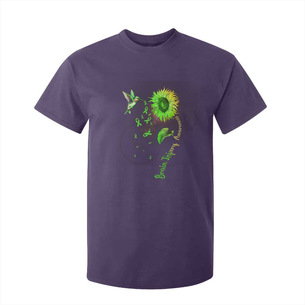 Traumatic Brain Injury Support T Shirt For Kid Sunflower Hummingbird