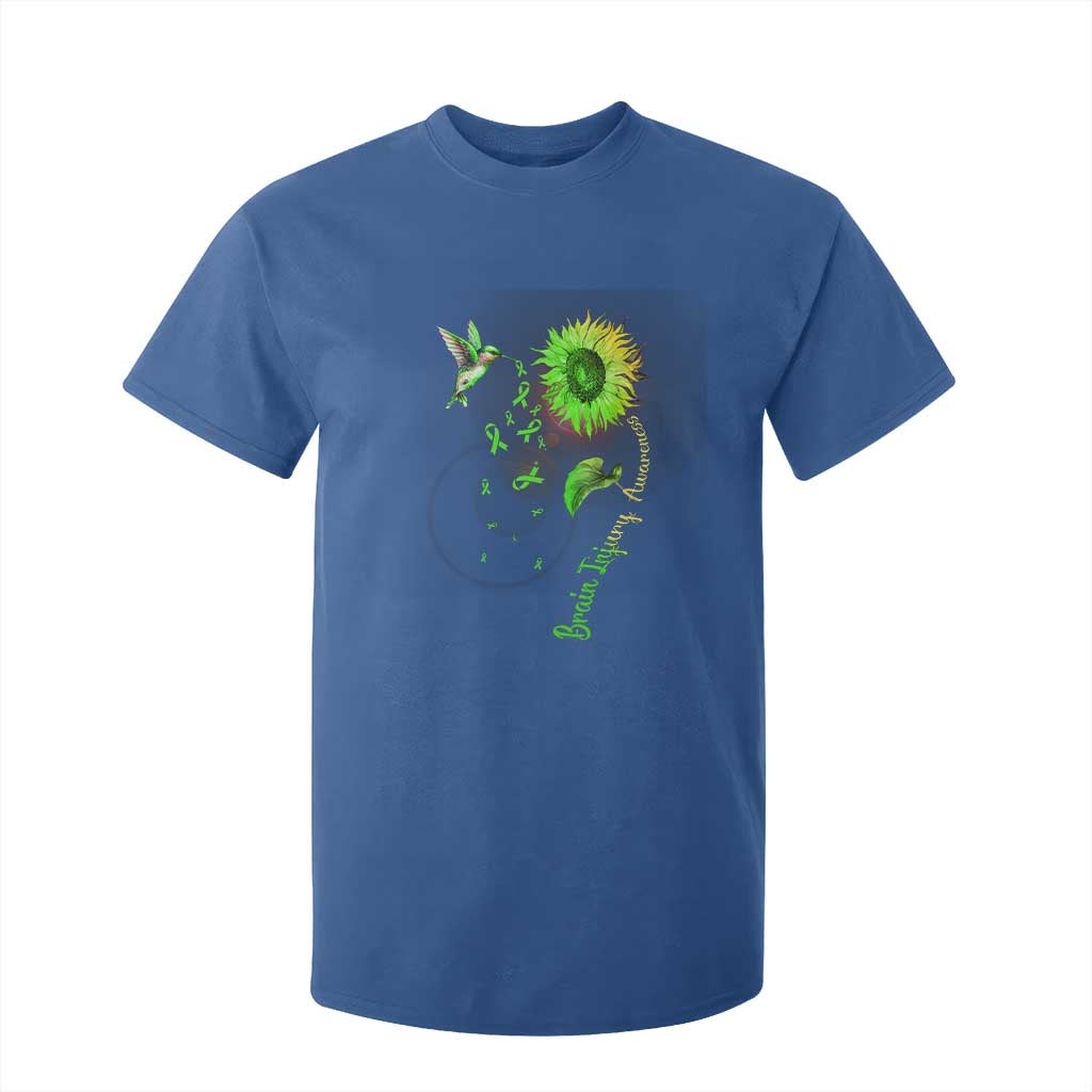 Traumatic Brain Injury Support T Shirt For Kid Sunflower Hummingbird