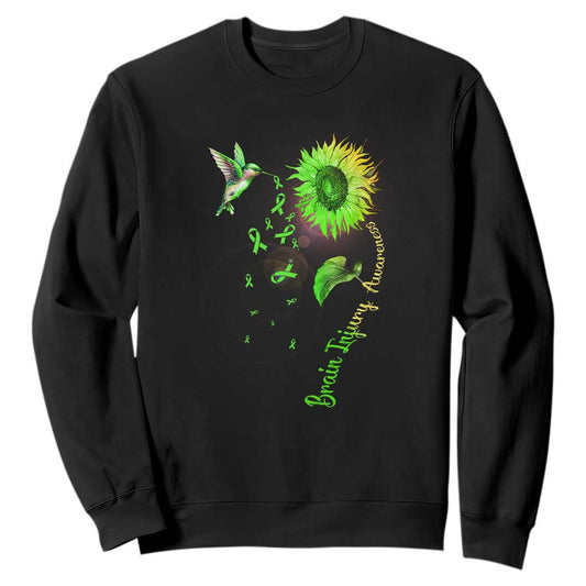 Traumatic Brain Injury Support Sweatshirt Sunflower Hummingbird