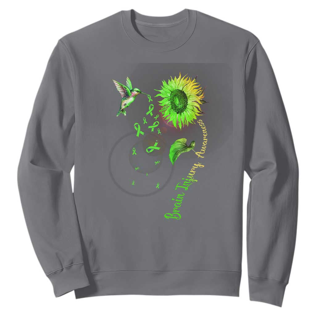 Traumatic Brain Injury Support Sweatshirt Sunflower Hummingbird