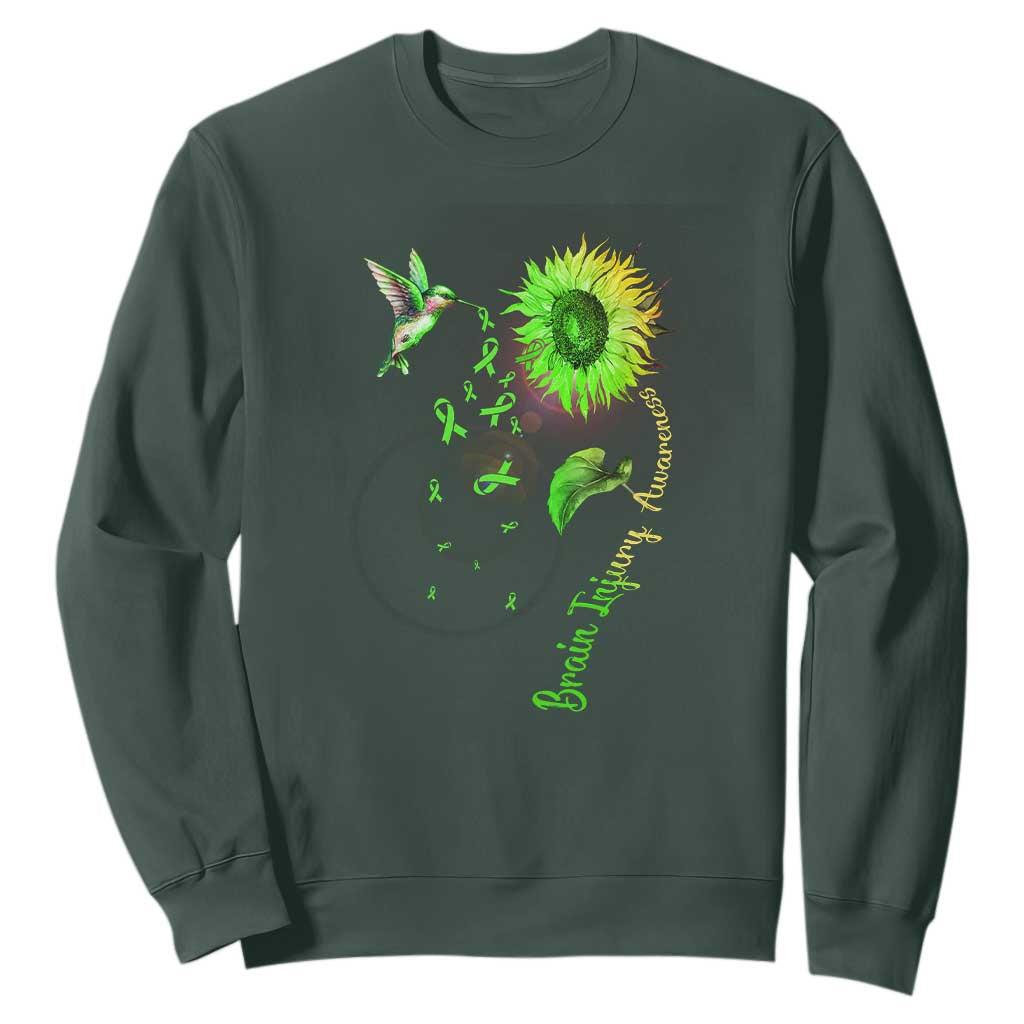Traumatic Brain Injury Support Sweatshirt Sunflower Hummingbird