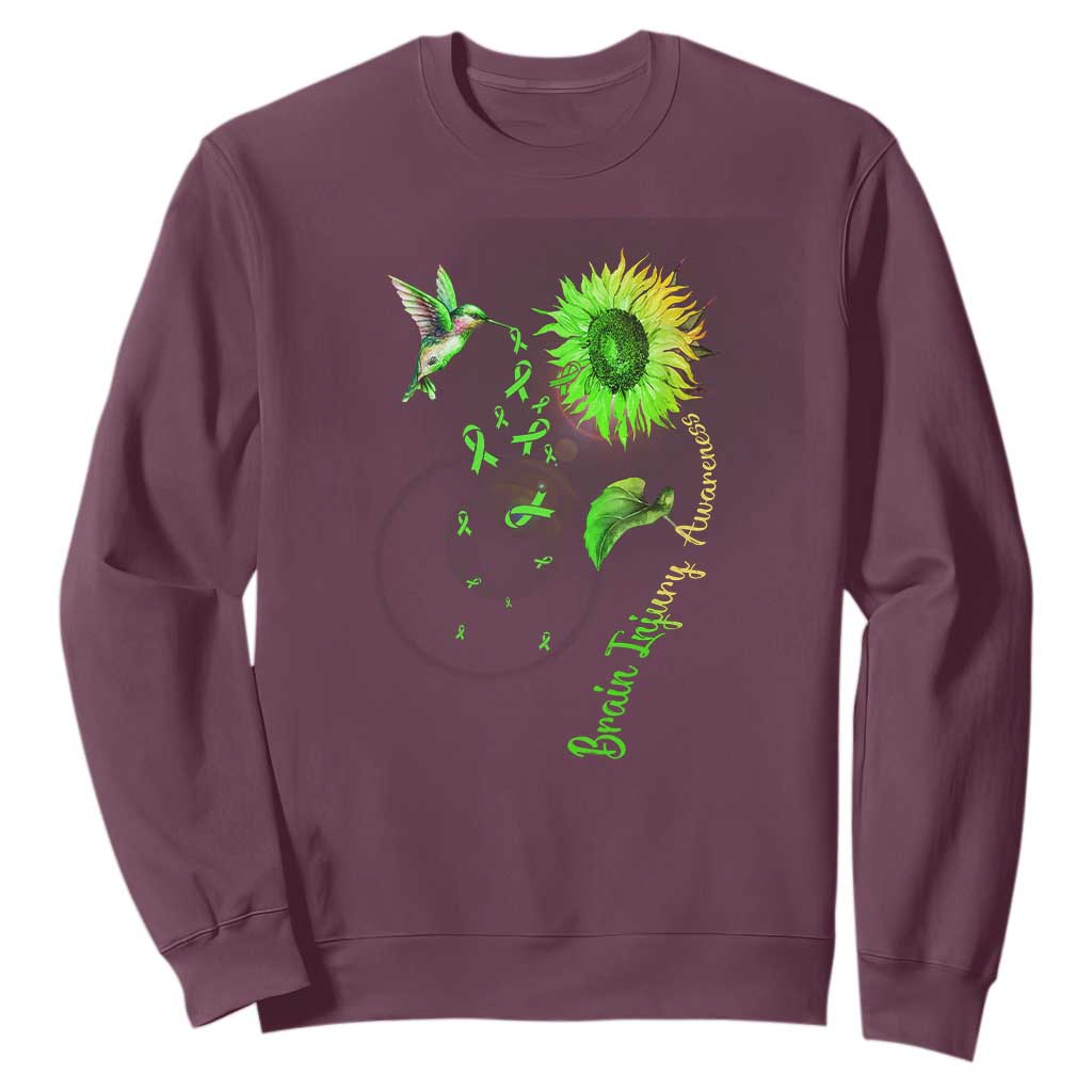 Traumatic Brain Injury Support Sweatshirt Sunflower Hummingbird
