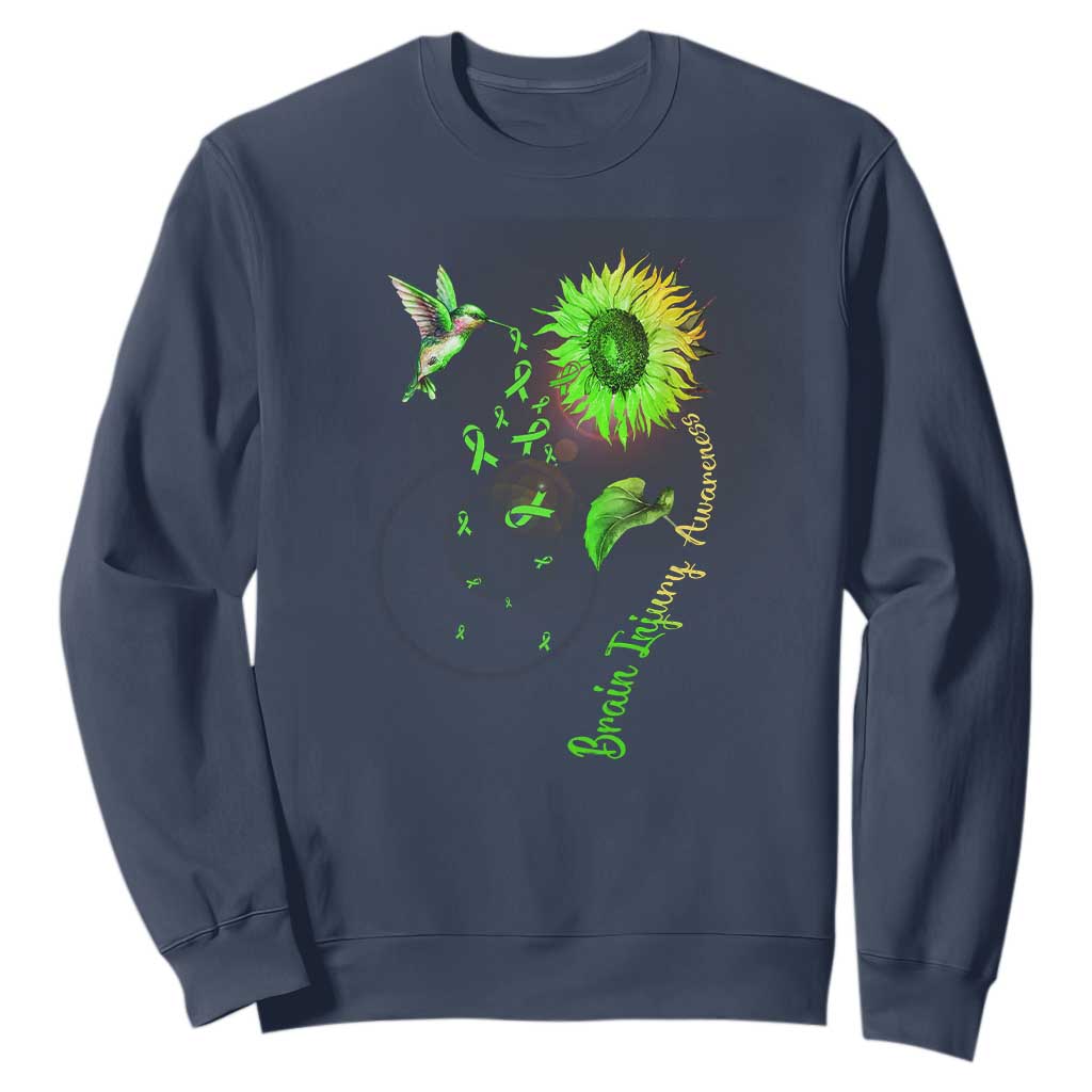 Traumatic Brain Injury Support Sweatshirt Sunflower Hummingbird