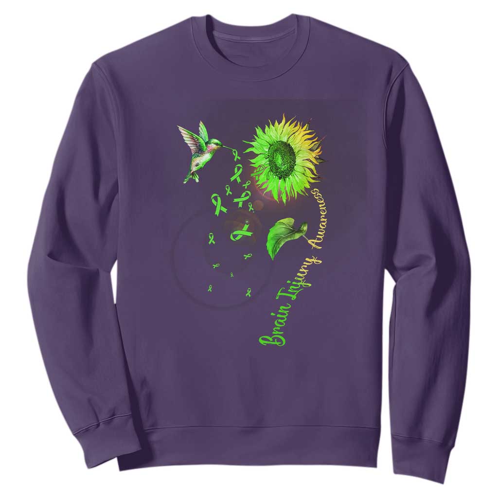 Traumatic Brain Injury Support Sweatshirt Sunflower Hummingbird