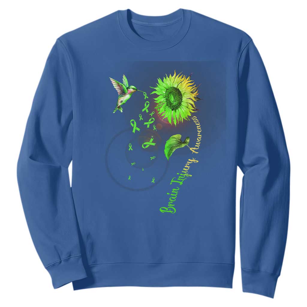 Traumatic Brain Injury Support Sweatshirt Sunflower Hummingbird