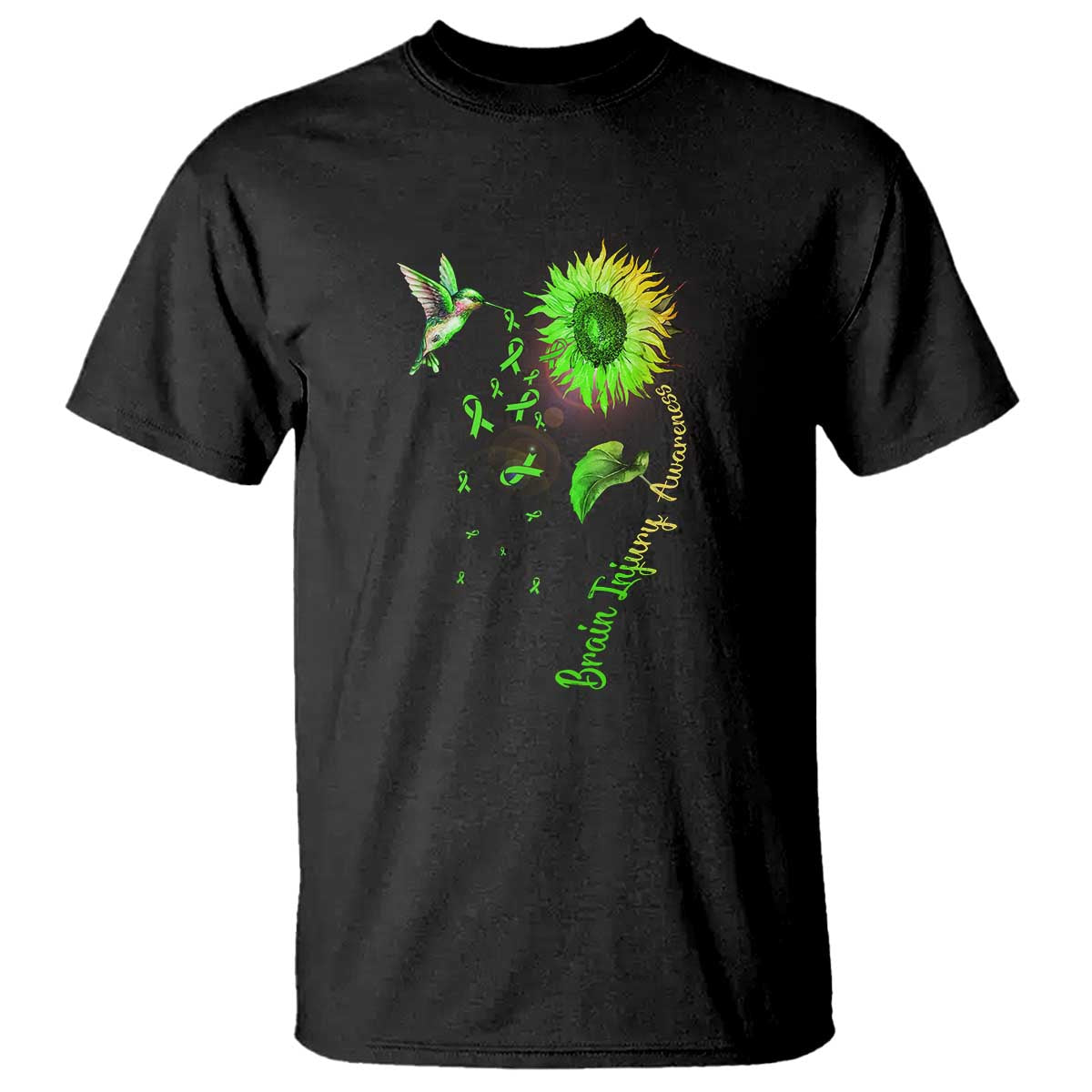Traumatic Brain Injury Support T Shirt Sunflower Hummingbird