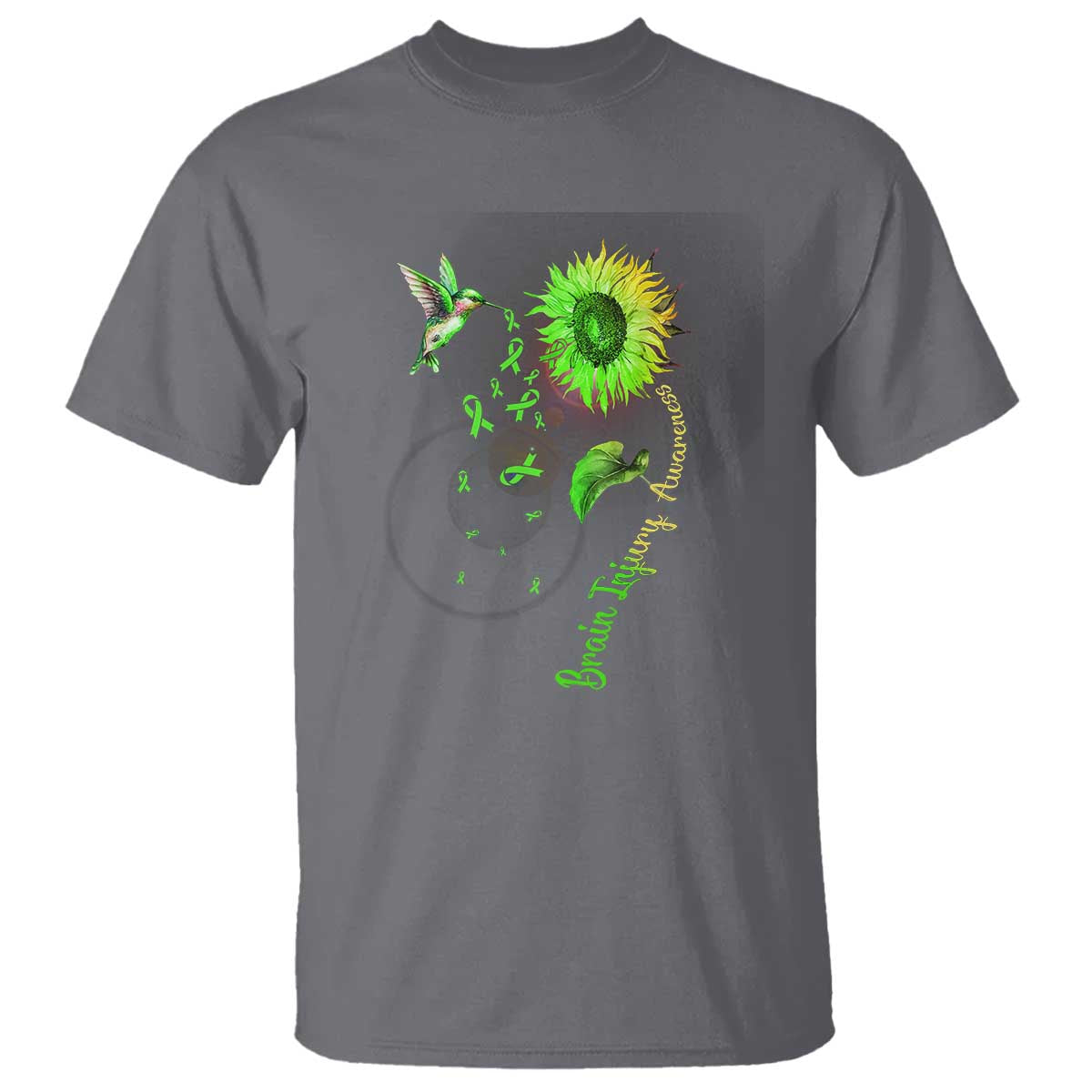 Traumatic Brain Injury Support T Shirt Sunflower Hummingbird