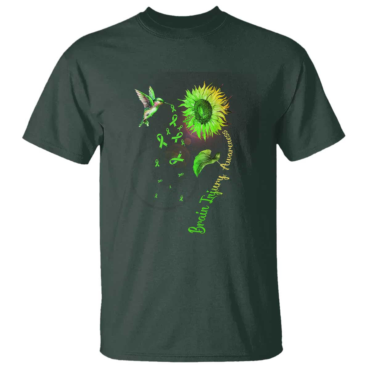 Traumatic Brain Injury Support T Shirt Sunflower Hummingbird
