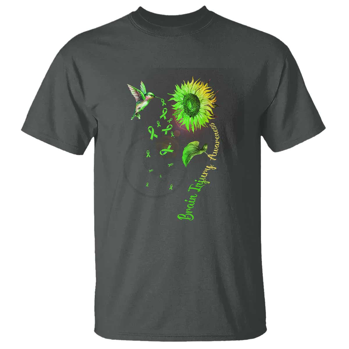 Traumatic Brain Injury Support T Shirt Sunflower Hummingbird