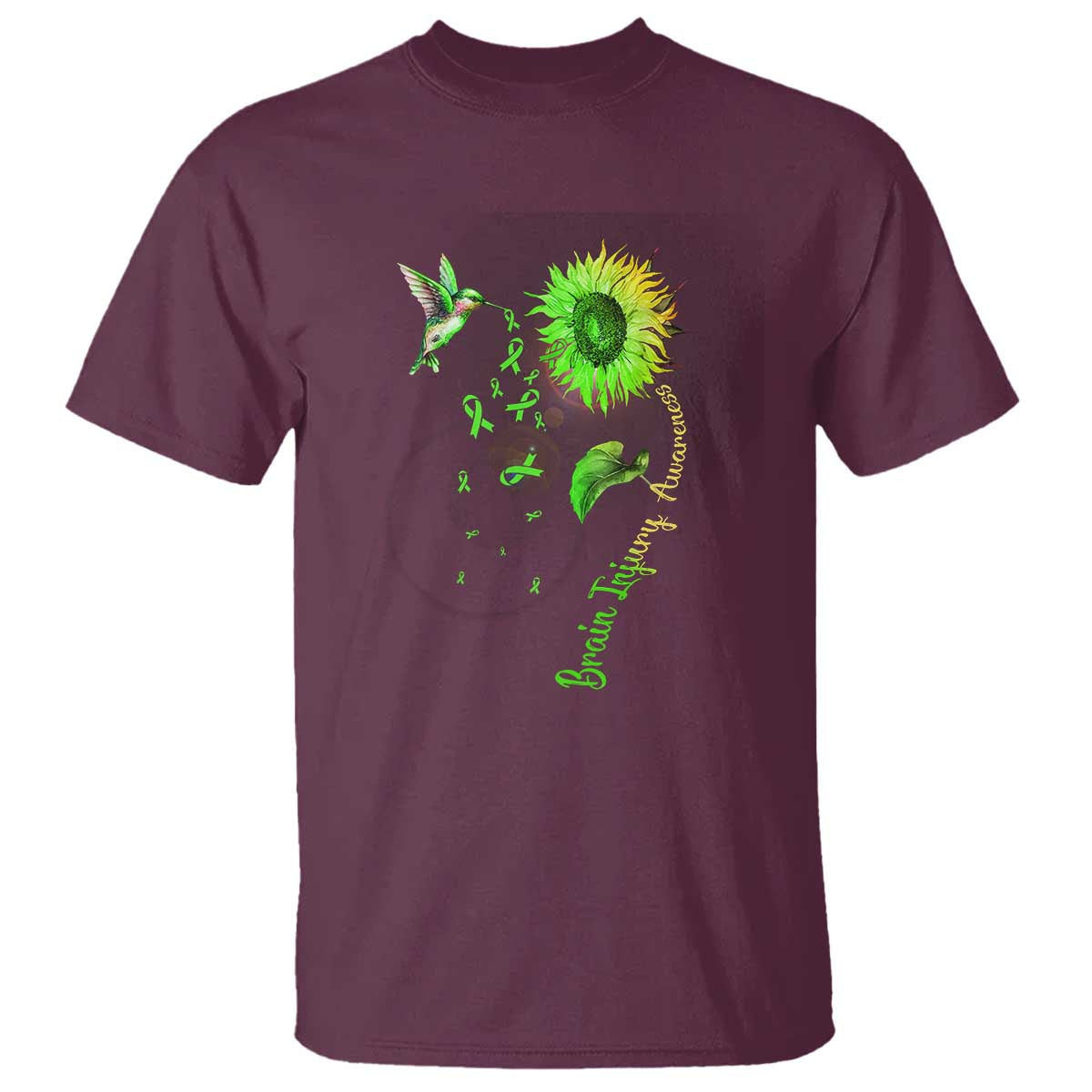 Traumatic Brain Injury Support T Shirt Sunflower Hummingbird
