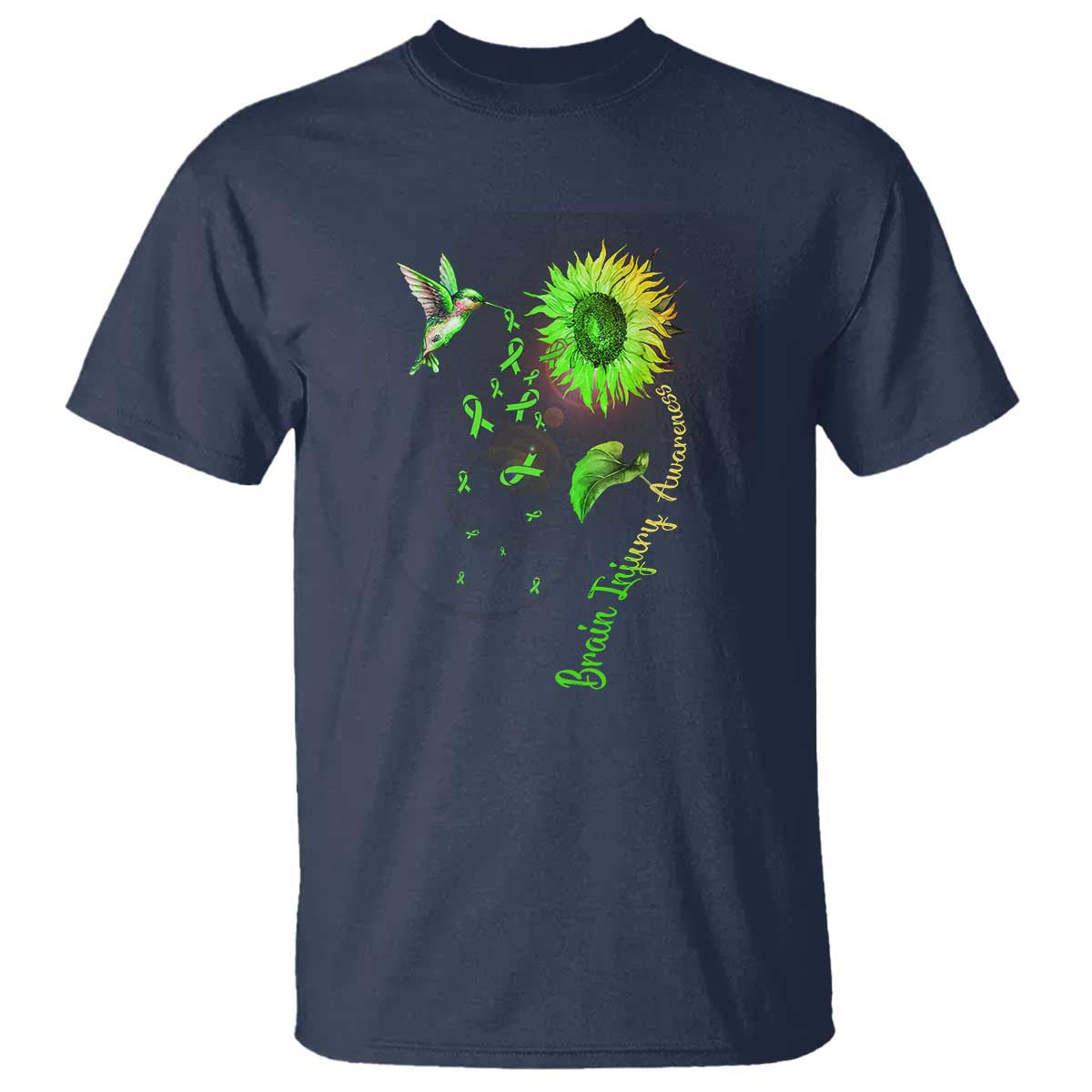 Traumatic Brain Injury Support T Shirt Sunflower Hummingbird