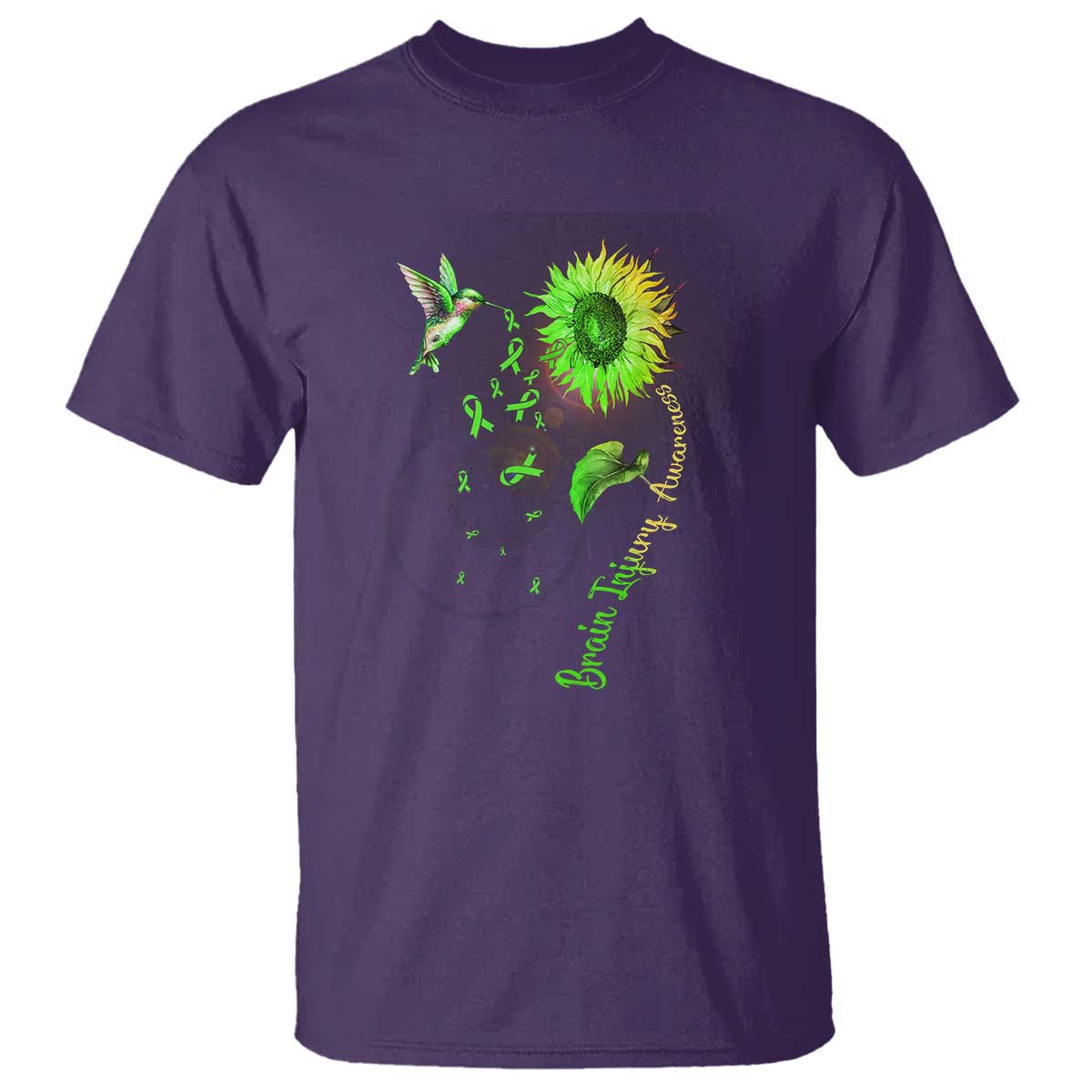 Traumatic Brain Injury Support T Shirt Sunflower Hummingbird