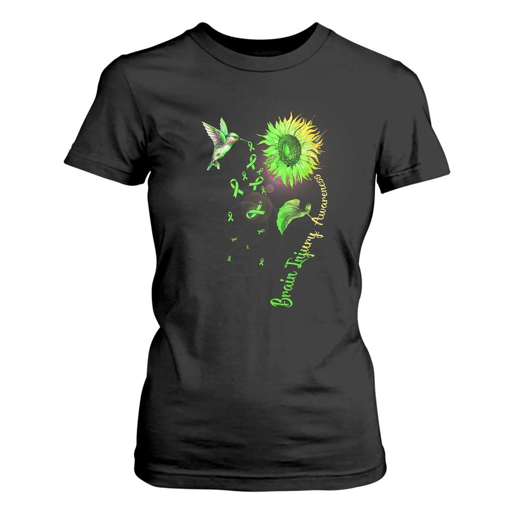 Traumatic Brain Injury Support T Shirt For Women Sunflower Hummingbird