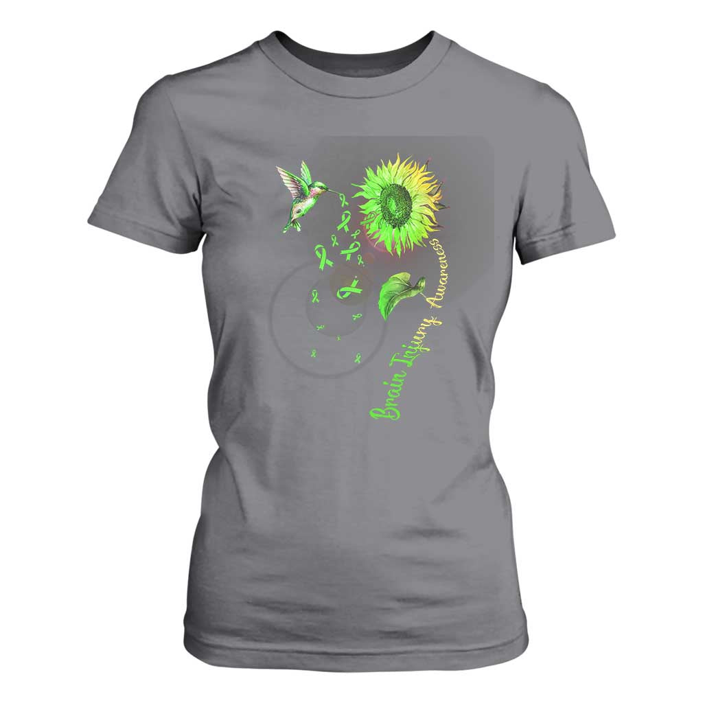 Traumatic Brain Injury Support T Shirt For Women Sunflower Hummingbird