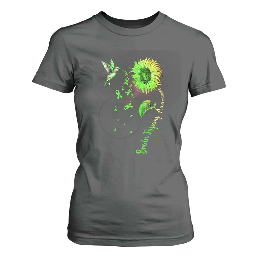 Traumatic Brain Injury Support T Shirt For Women Sunflower Hummingbird
