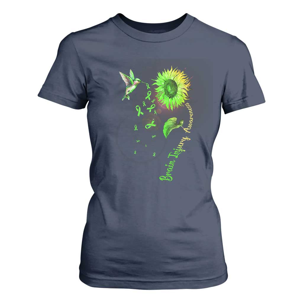 Traumatic Brain Injury Support T Shirt For Women Sunflower Hummingbird