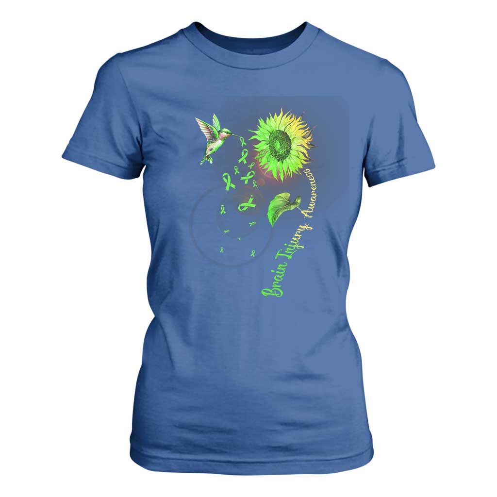 Traumatic Brain Injury Support T Shirt For Women Sunflower Hummingbird
