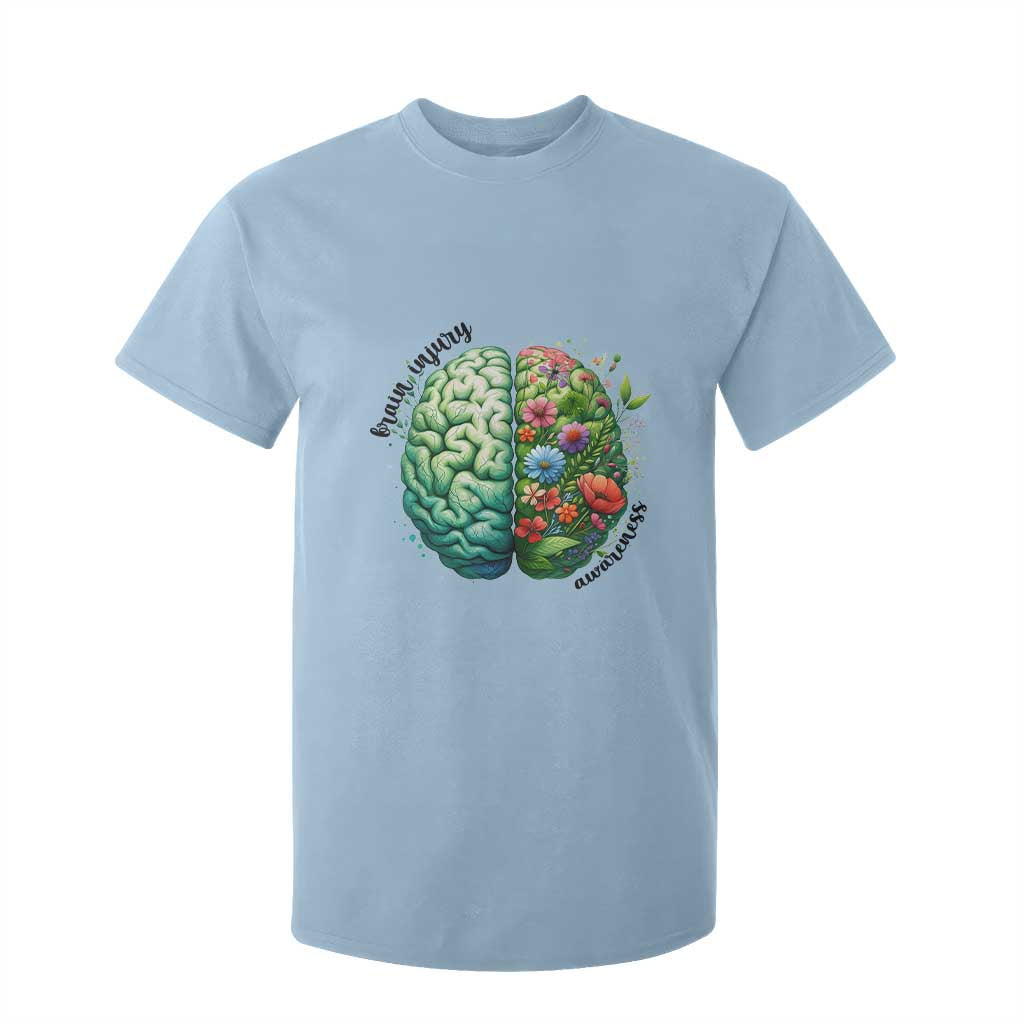 Traumatic Brain Injury Support T Shirt For Kid TBI Warrior Green Floral Brain