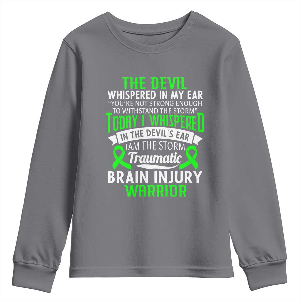 Traumatic Brain Injury Support Youth Sweatshirt TBI Warrior I Am The Storm