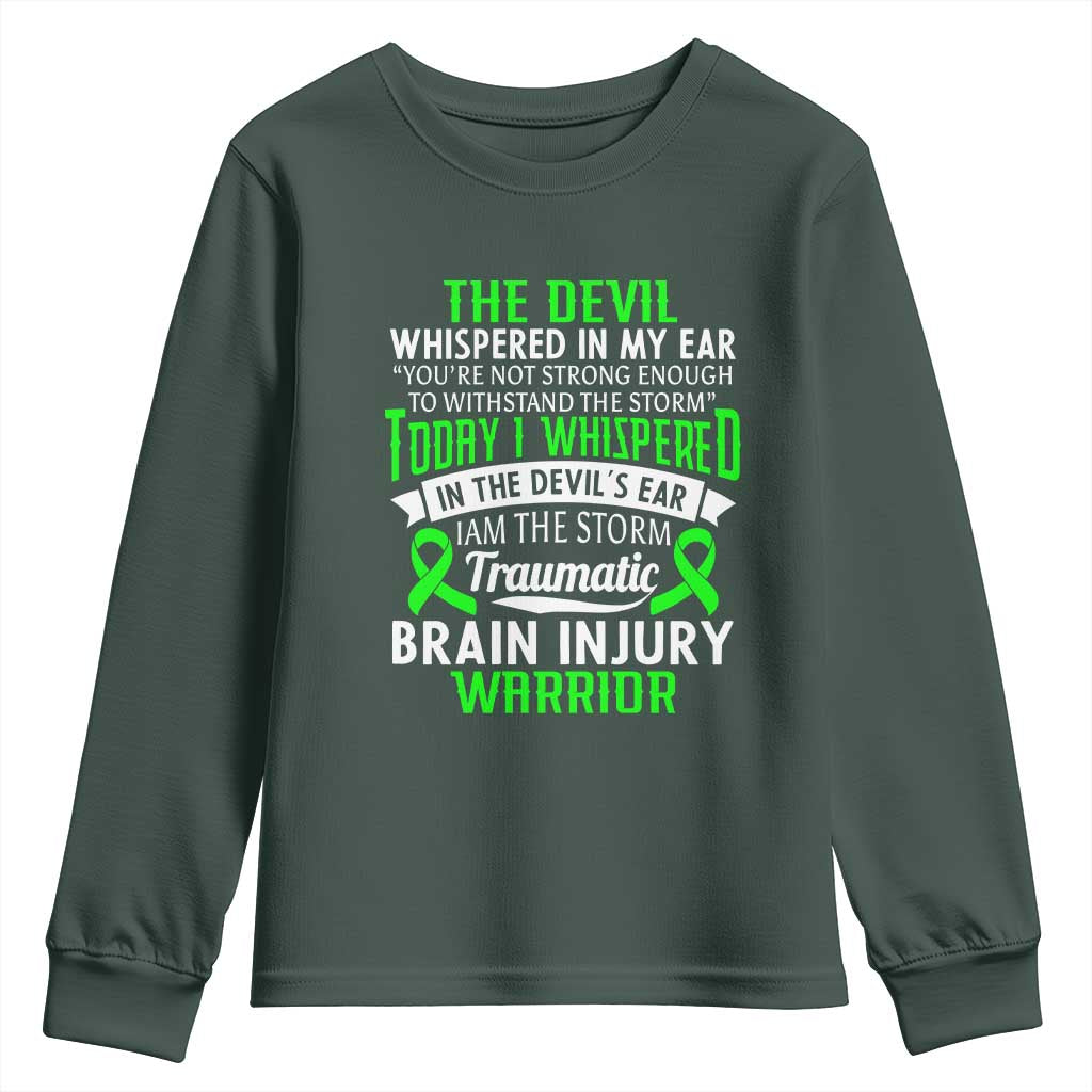 Traumatic Brain Injury Support Youth Sweatshirt TBI Warrior I Am The Storm