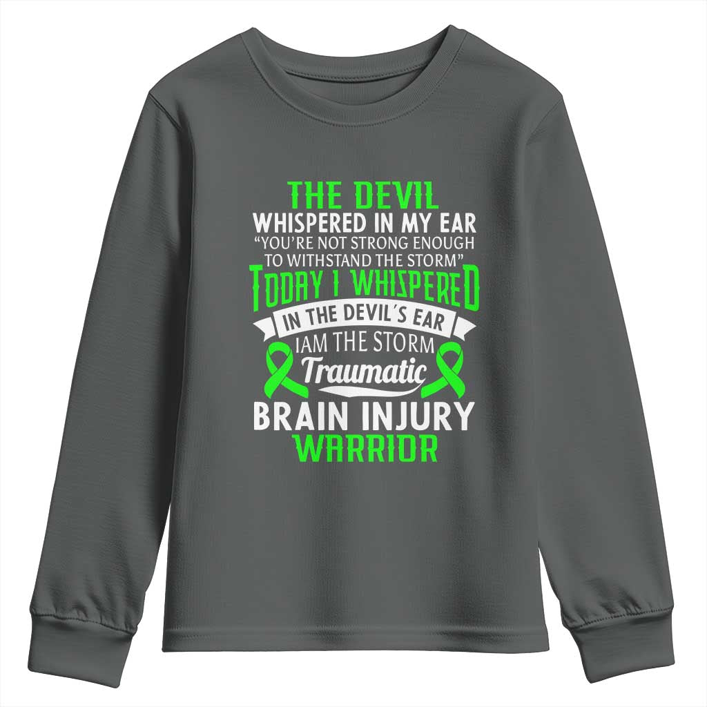 Traumatic Brain Injury Support Youth Sweatshirt TBI Warrior I Am The Storm