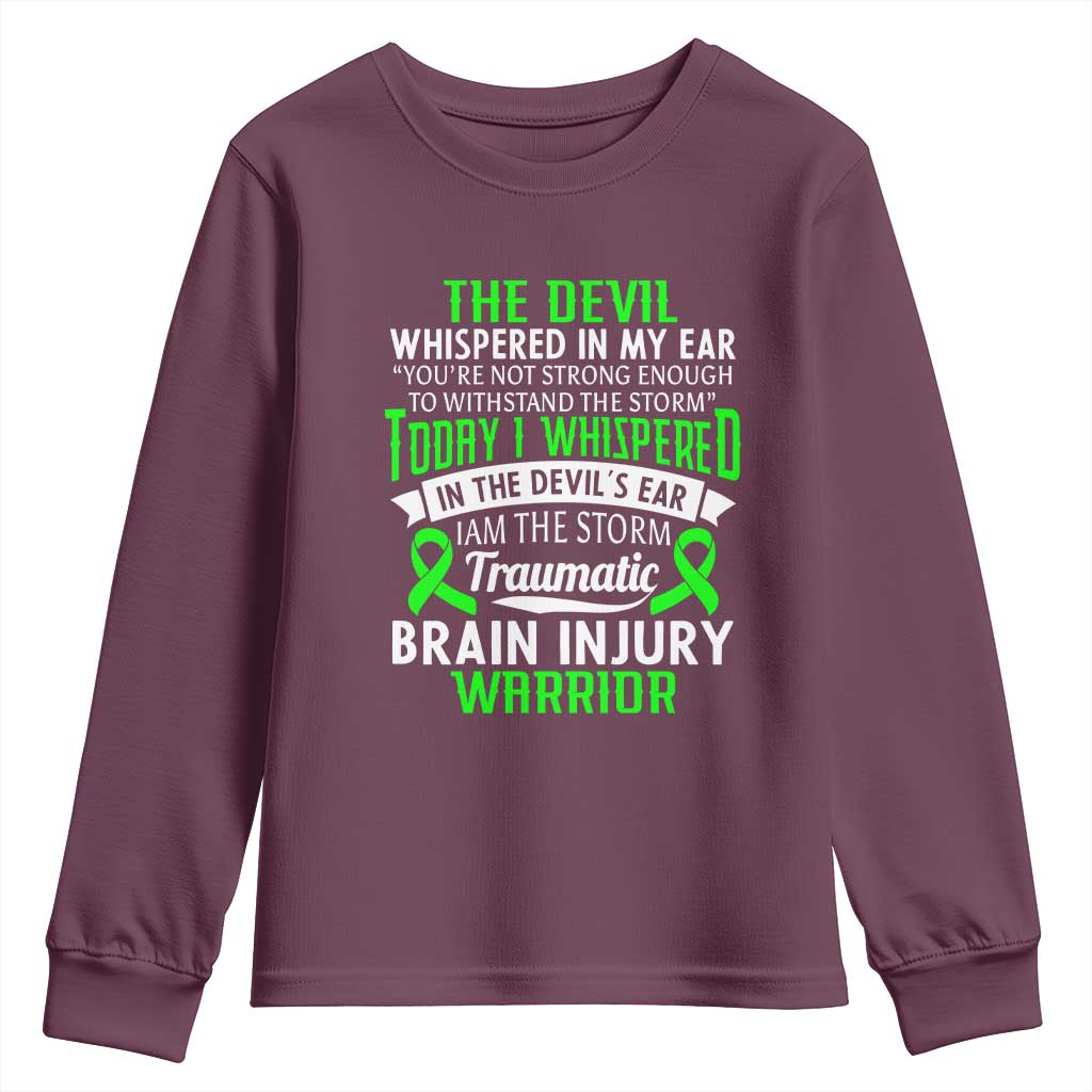 Traumatic Brain Injury Support Youth Sweatshirt TBI Warrior I Am The Storm