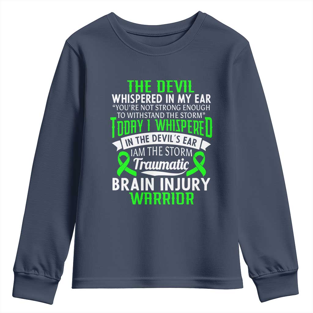 Traumatic Brain Injury Support Youth Sweatshirt TBI Warrior I Am The Storm