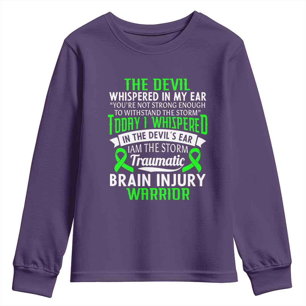 Traumatic Brain Injury Support Youth Sweatshirt TBI Warrior I Am The Storm
