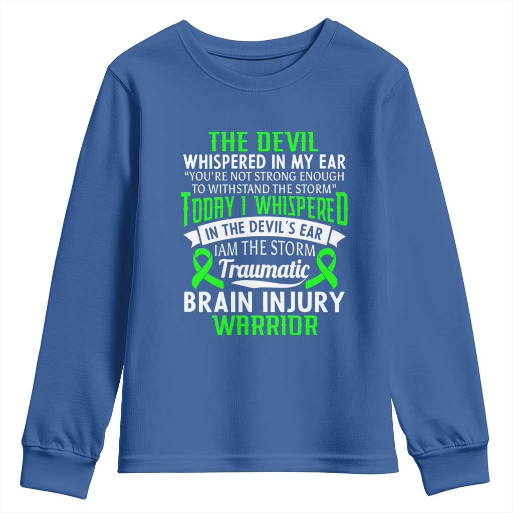 Traumatic Brain Injury Support Youth Sweatshirt TBI Warrior I Am The Storm