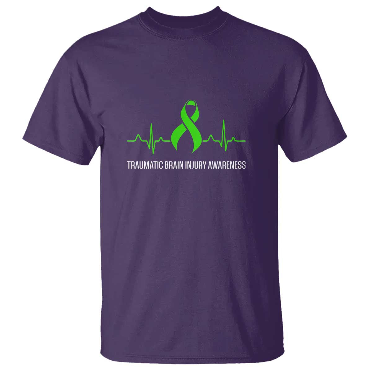 Traumatic Brain Injury Support T Shirt TBI Warrior Heartbeat Green Ribbon