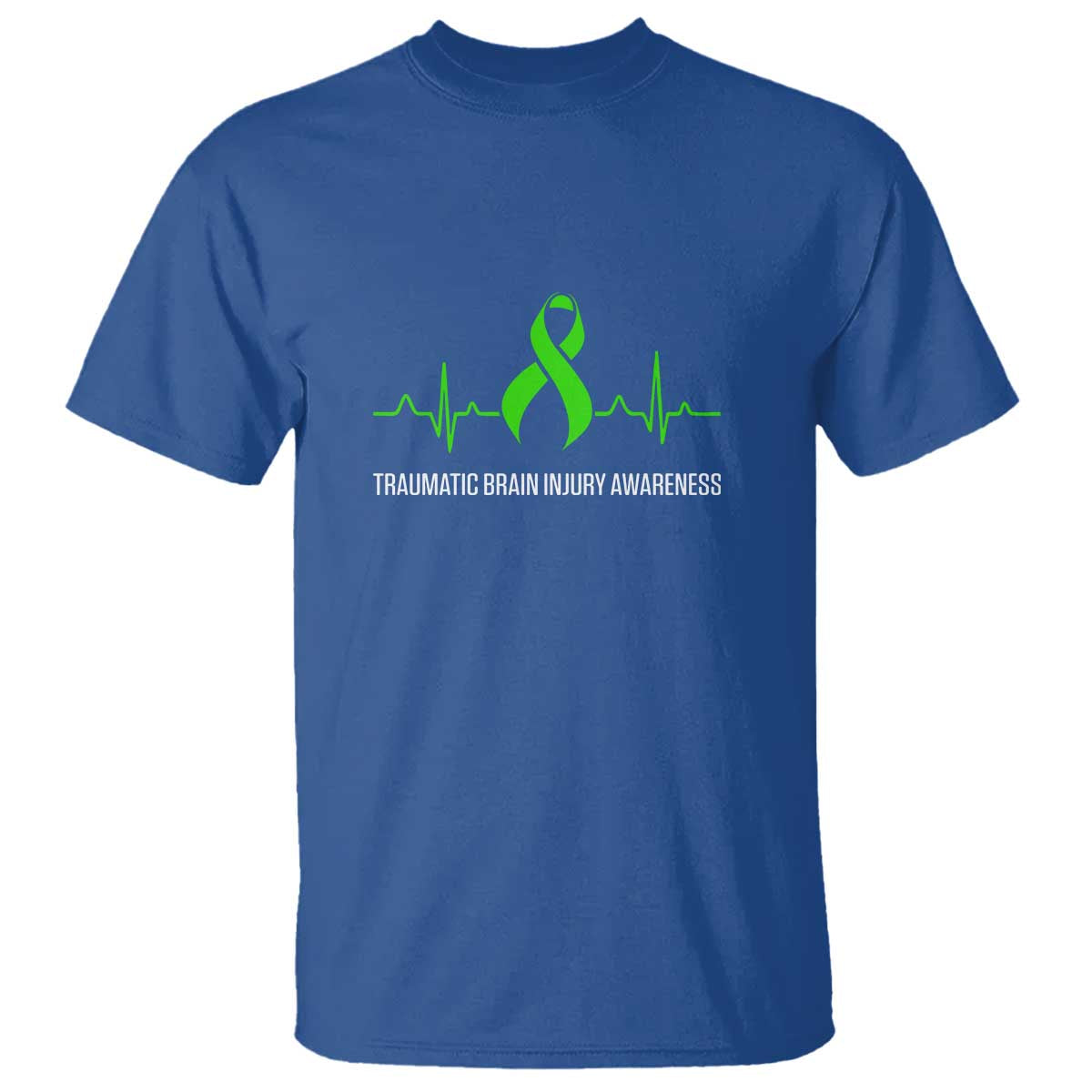 Traumatic Brain Injury Support T Shirt TBI Warrior Heartbeat Green Ribbon