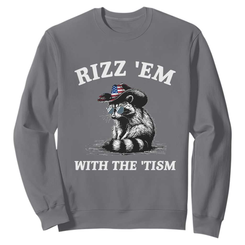 Autism Racoon Cowboy Sweatshirt Rizz Em With The Tism