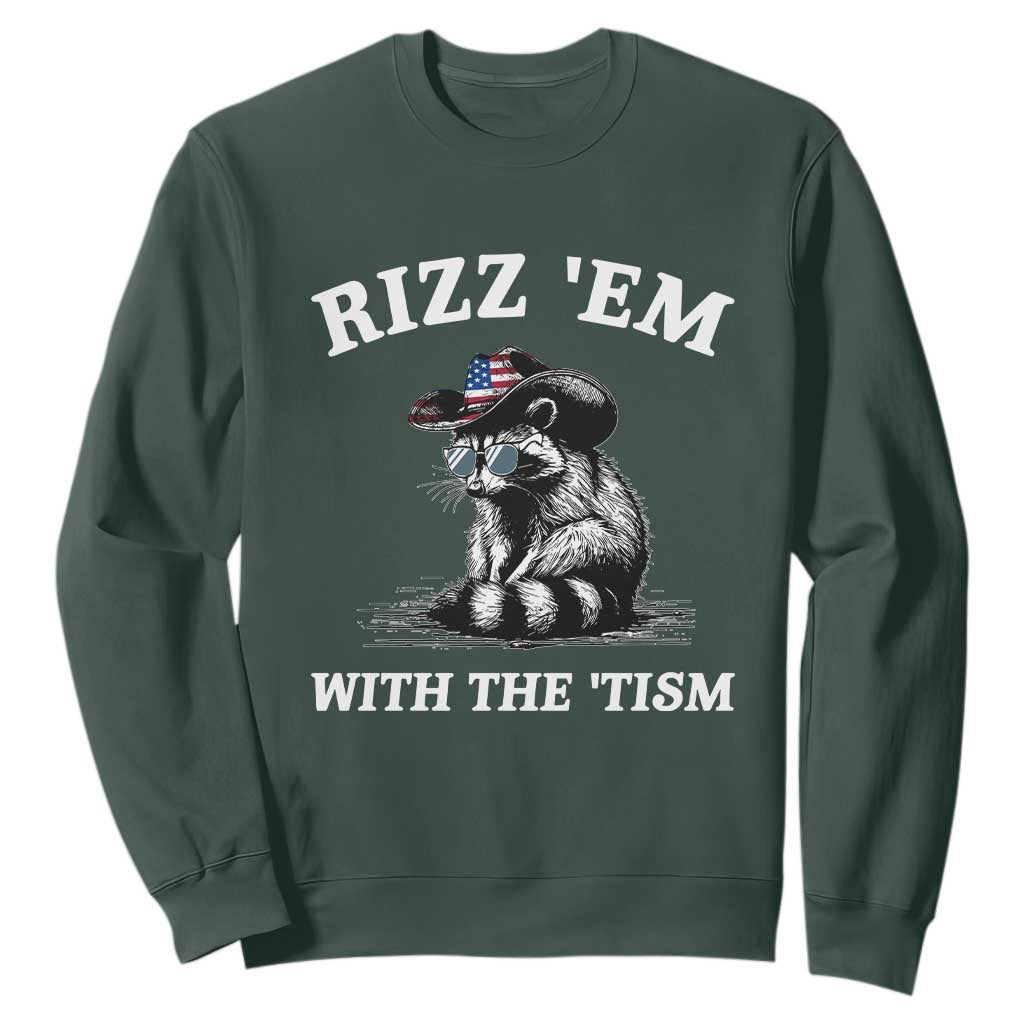 Autism Racoon Cowboy Sweatshirt Rizz Em With The Tism