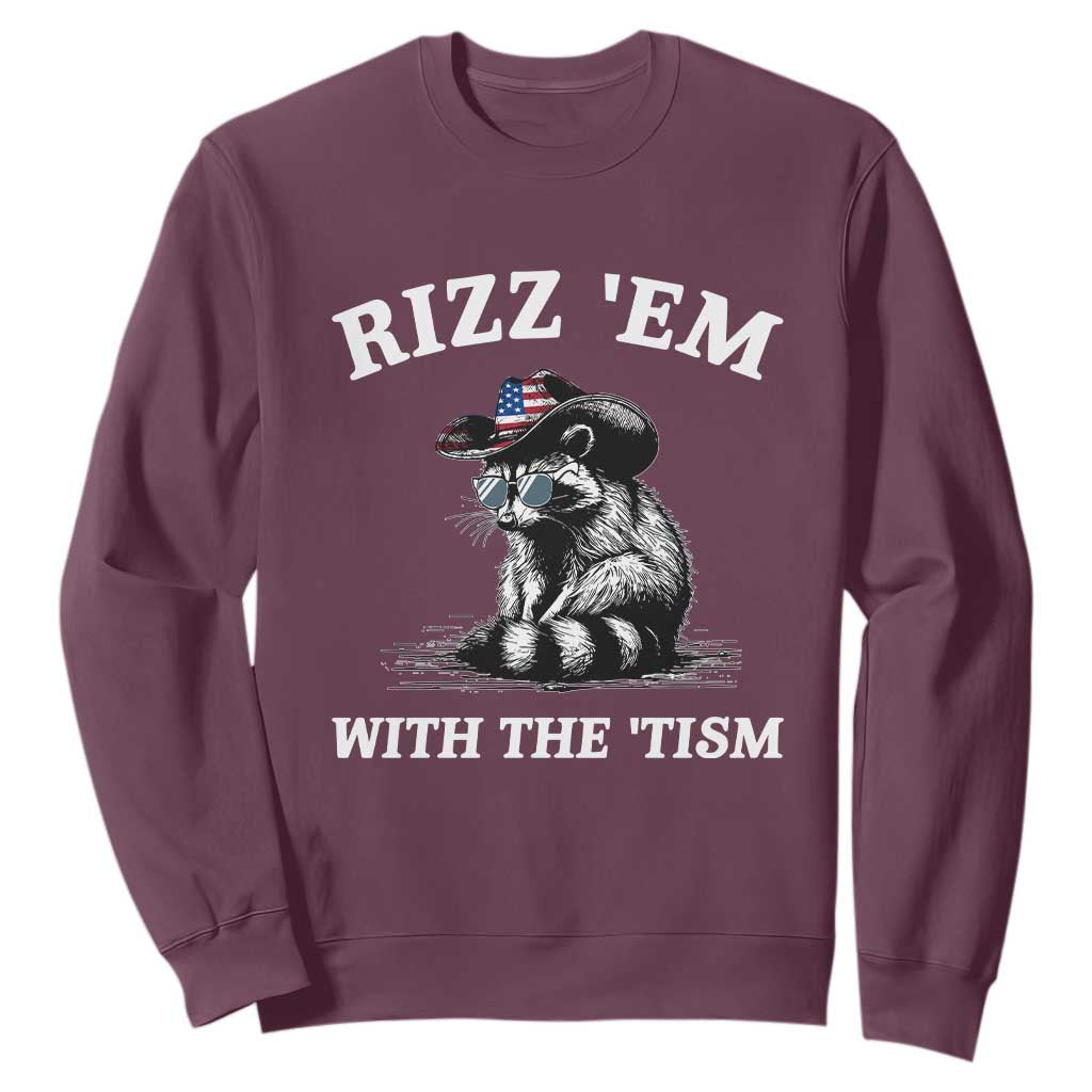 Autism Racoon Cowboy Sweatshirt Rizz Em With The Tism