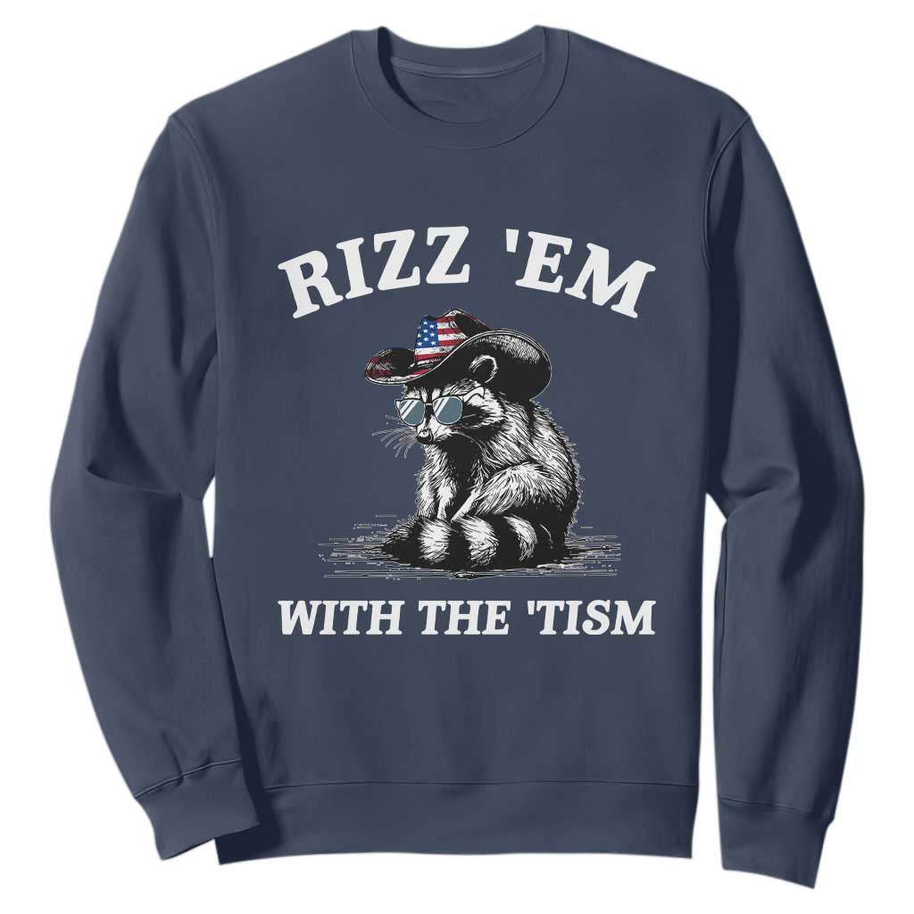 Autism Racoon Cowboy Sweatshirt Rizz Em With The Tism