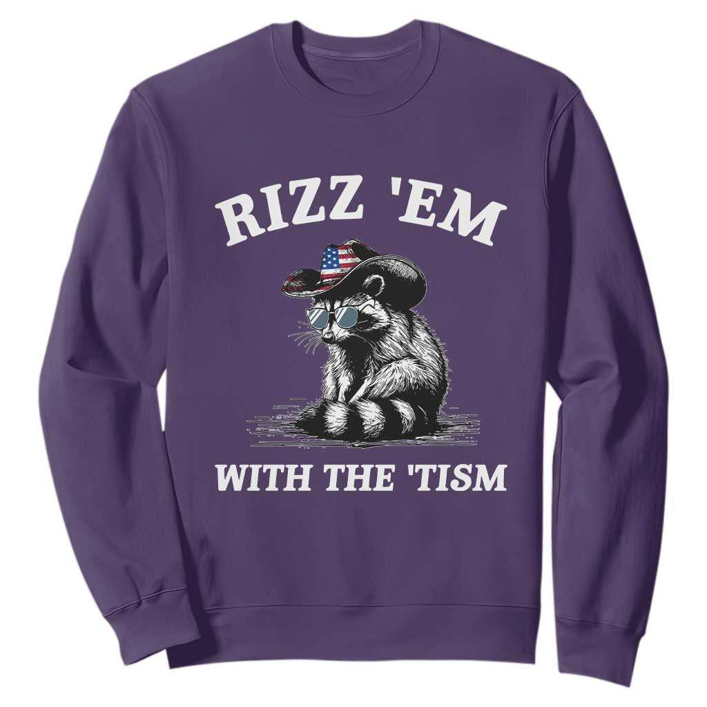 Autism Racoon Cowboy Sweatshirt Rizz Em With The Tism