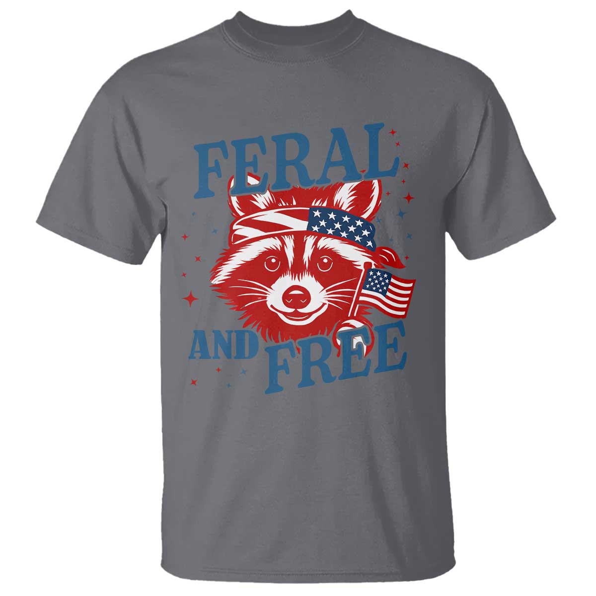 funny-feral-and-free-raccoon-t-shirt-patriotic-bandana-animal-4th-of-july-us-flag