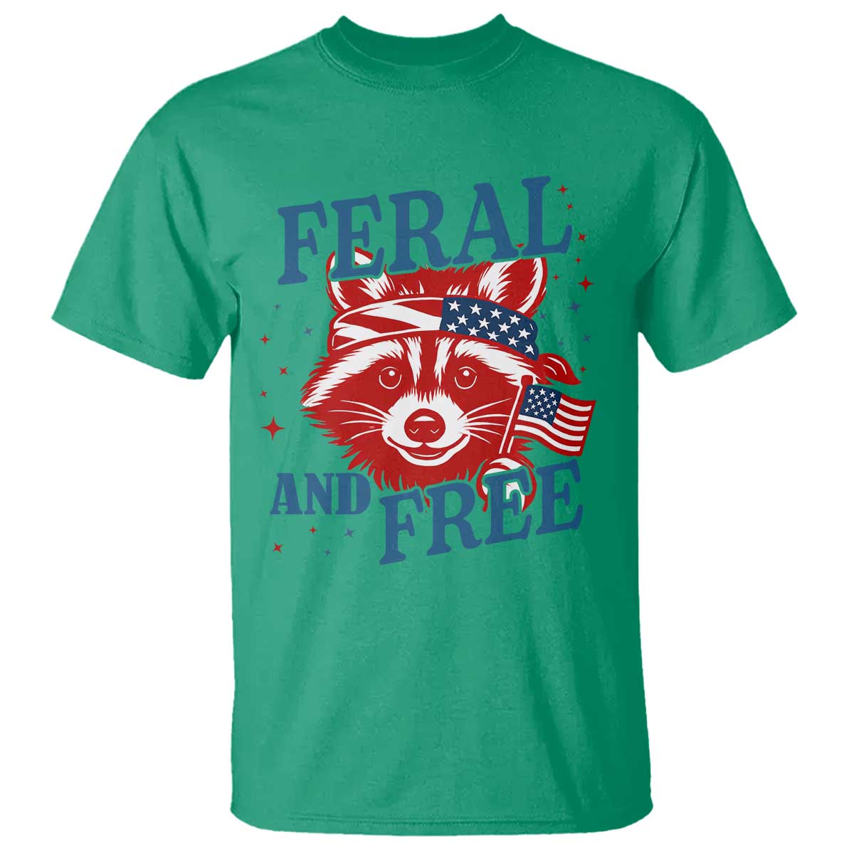 funny-feral-and-free-raccoon-t-shirt-patriotic-bandana-animal-4th-of-july-us-flag