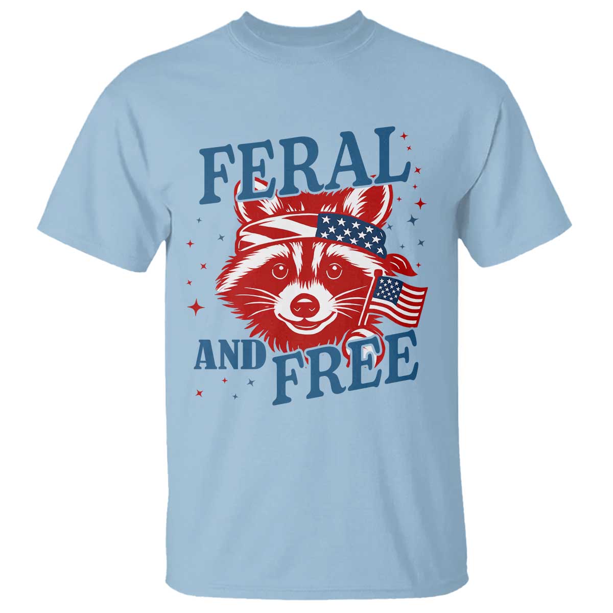 funny-feral-and-free-raccoon-t-shirt-patriotic-bandana-animal-4th-of-july-us-flag